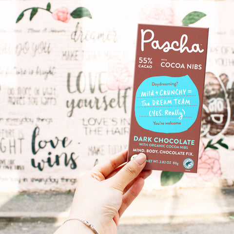 55% Cacao Organic Vegan Dark Chocolate Bar with Cocoa Nibs