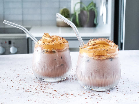 Vegan Dalgona Topped Chocolate Drink