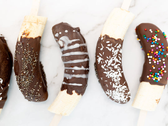 rozen chocolate bananas, vegan banana pops, Pascha Chocolate recipe, dairy-free dessert, healthy frozen treat, allergy-friendly chocolate, plant-based snack