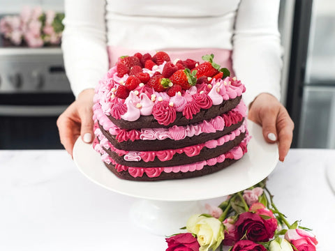 Four Layer Berry Heart Cake