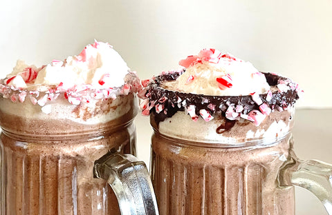 Hot Chocolate in a Candy Cane Rimmed Glass
