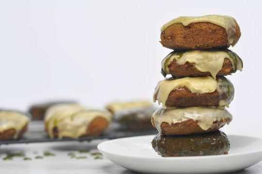 Matcha White Chocolate Glazed Donuts