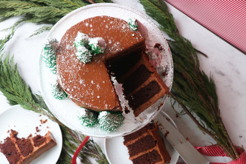 Chocolate sweet potato frosting on a cake.