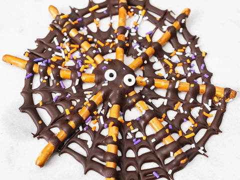 Quick & Easy Chocolate Halloween Pretzel Spiderwebs