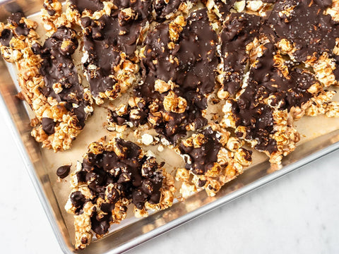 Vegan Salted Caramel Chocolate Popcorn Brittle