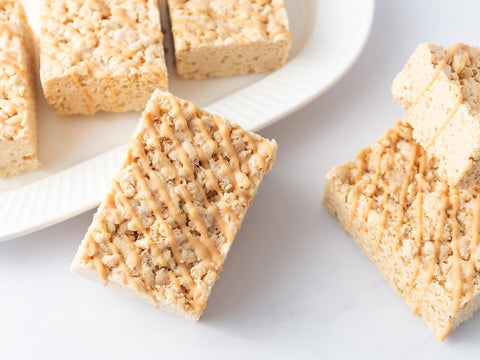 Vegan Caramel Rice Crispy Squares