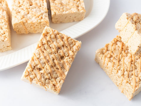 Vegan Caramel Rice Crispy Squares