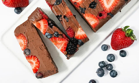 berry fudge on a white plate