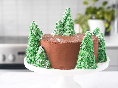 Chocolate sweet potato frosting on a cake.