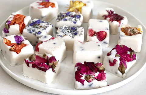Vegan Chocolate Chip Edible Flower Yogurt Cubes