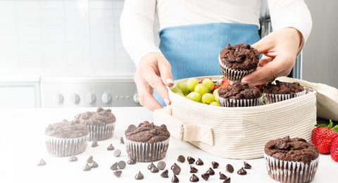 A Lunchbox Must-PackGlooey Double Chocolate Chip Muffins!Pack two. They won’t make it to lunch.