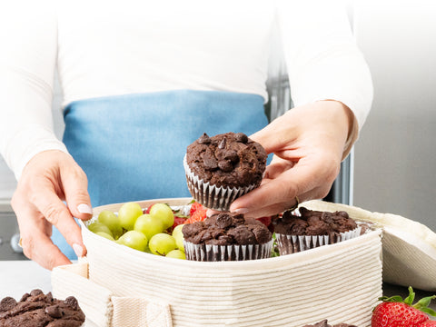 A Lunchbox Must-PackGlooey Double Chocolate Chip Muffins!Pack two. They won’t make it to lunch.