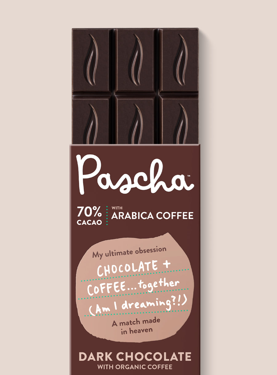 70% Cacao Organic Vegan Dark Chocolate Bar with Arabica Coffee (2.8 oz)