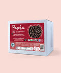 100% Dark Chocolate Chip Bulk Box on a light red background