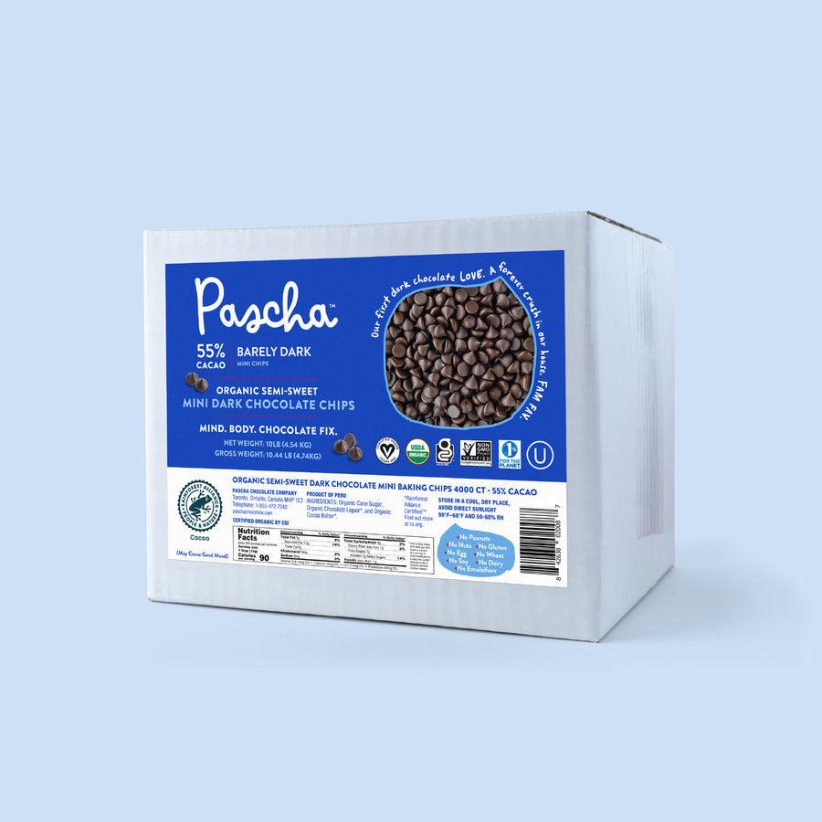 Bulk Mini Chips (10 lbs) - 55% Cacao Organic Vegan Semi-Sweet Dark Chocolate Chips (4000 ct)