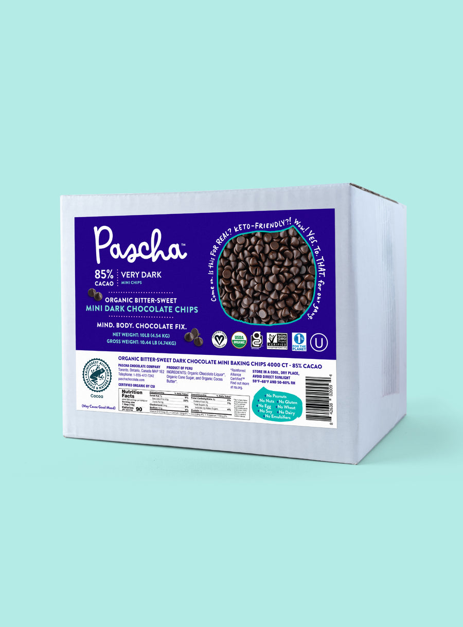 85% Bulk Chocolate Chip box on a teal background