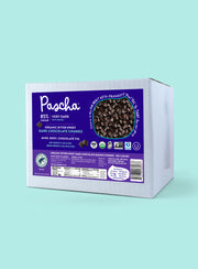 Bulk 85% Pacha Very Dark Chocolate Chip box on a teal background