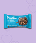Pascha Organic No Milk Baking Chips on a purple background with hearts
