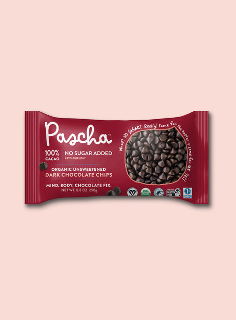 Front of the 100% Dark Chocolate Chips Bag
