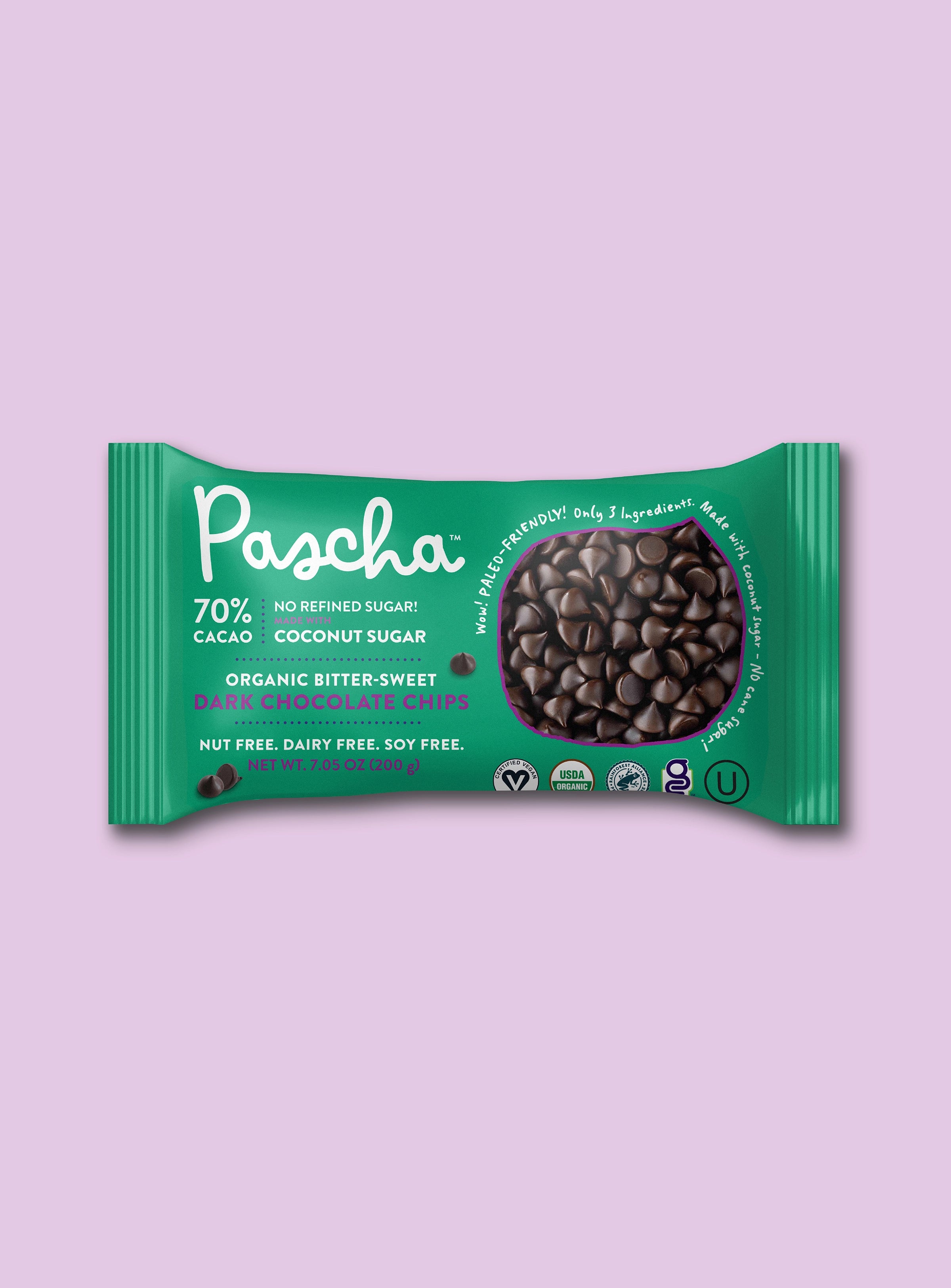 NEW! 70% Cacao Organic Bitter-Sweet Dark Chocolate Chips with Coconut ...