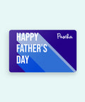 A dark blue Father's Day gift card  that reads HAPPY FATHER'S DAY with the Pascha logo in the bottom right corner. 