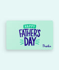 A light green Father's Day gift card  that reads HAPPY FATHER'S DAY with the Pascha logo in the bottom right corner. 