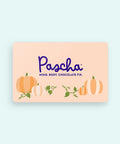 Pascha logo with pumpkins on a light orange background on a card