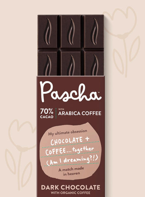 70% Cacao Organic Vegan Dark Chocolate Bar with Arabica Coffee