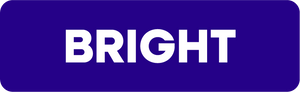 Blue button symbol with the word BRIGHT in white