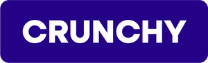 Blue button symbol with the word CRUNCHY in white