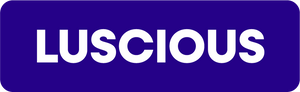 Blue button symbol with the word LUSCIOUS in white