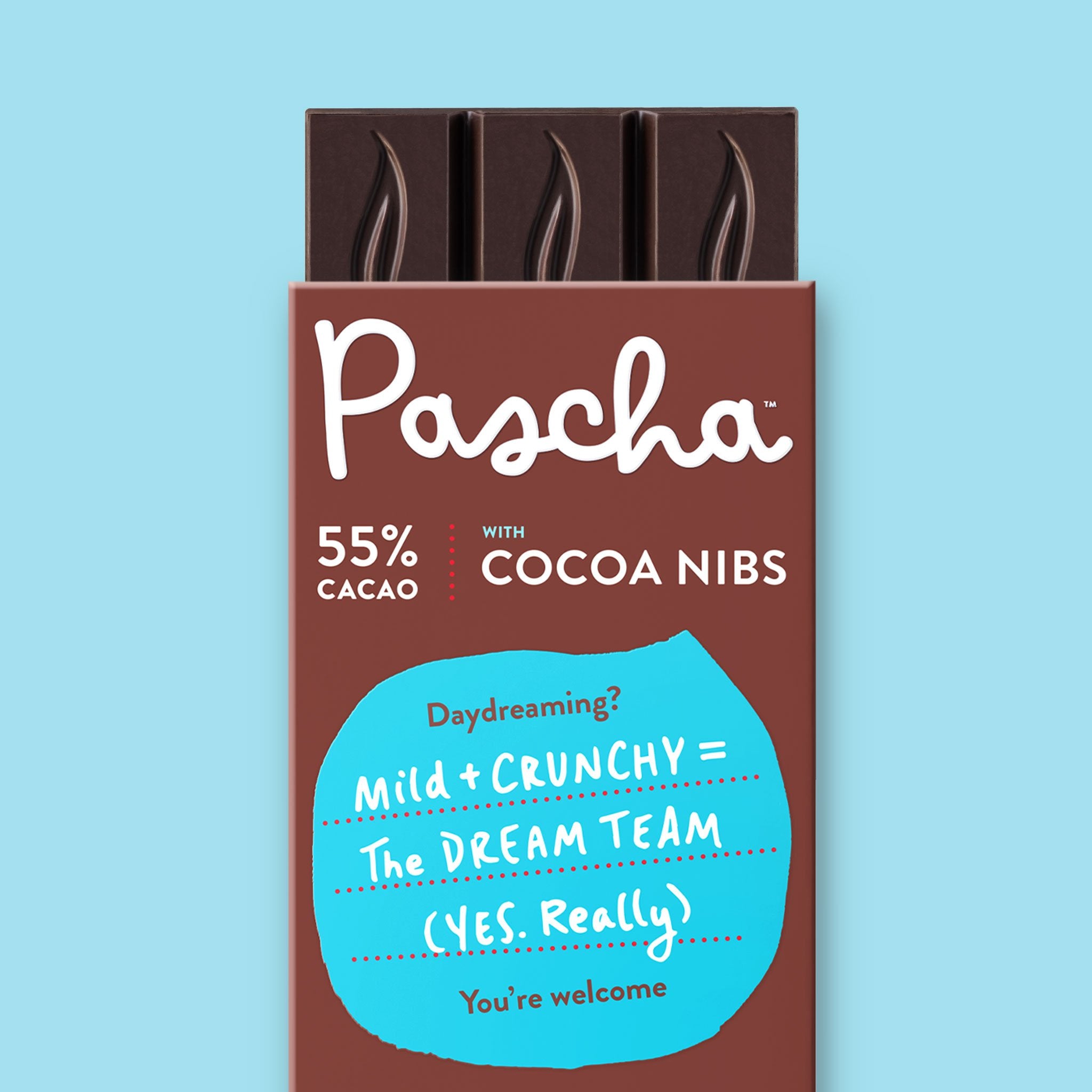 Pascha's 55% Cacao Organic Dark Chocolate Bar with Cocoa Nibs
