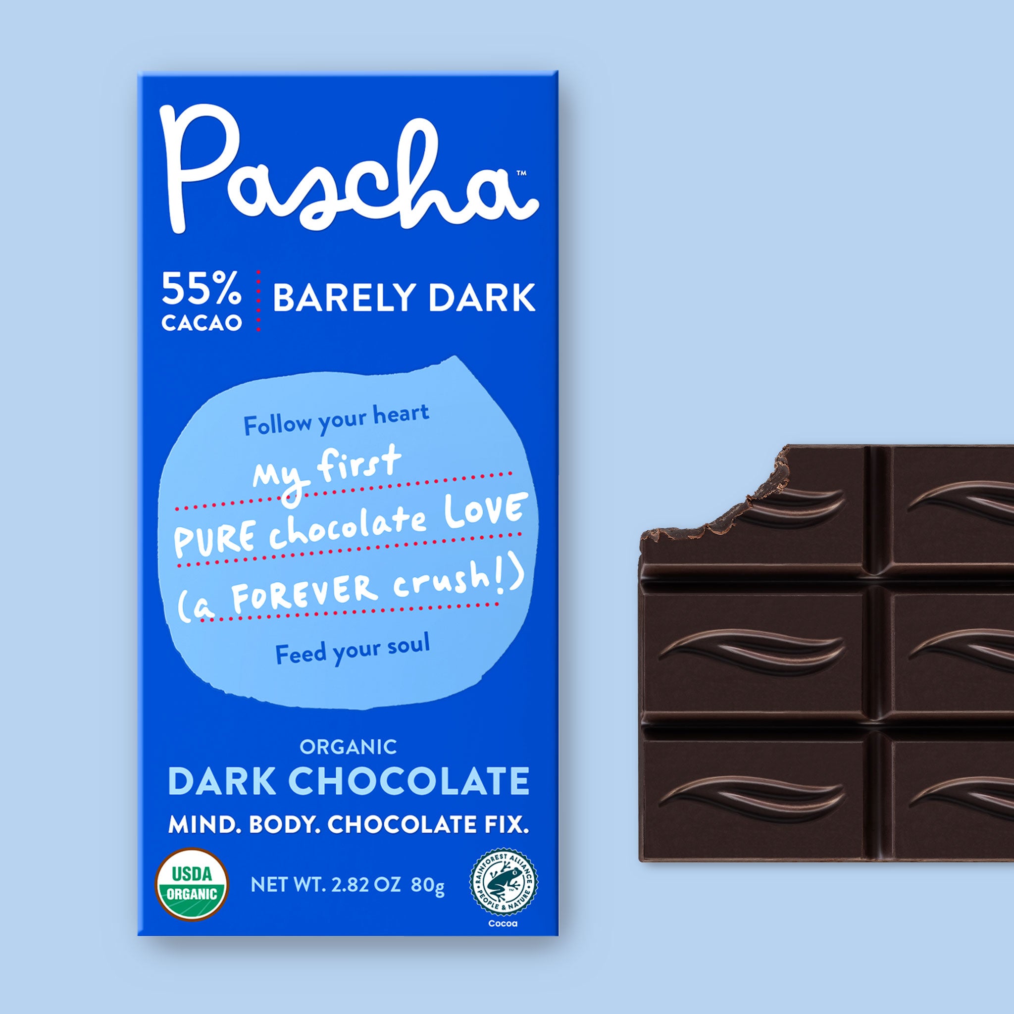 Pascha's 55% Cacao Organic Vegan Dark Chocolate Bar (2.8 oz