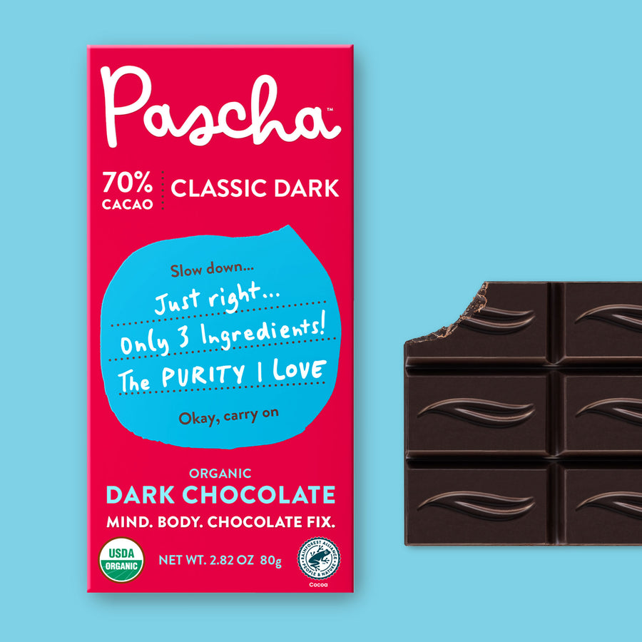 70% Cacao Organic Vegan Dark Chocolate Bar (2.8 oz)